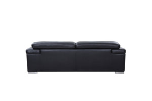 Homeroots 92" Black Italian Leather Sofa With Silver Legs Black  329713