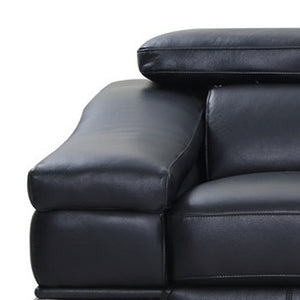 Homeroots 92" Black Italian Leather Sofa With Silver Legs Black  329713