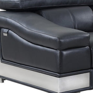 HomeRoots 49" Gray Genuine Leather Arm Chair - Modern Elegance with Plush Comfort for Your Living Space BLACK 329715
