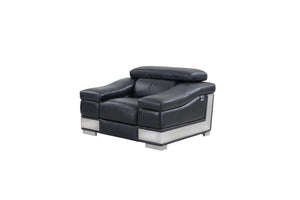 HomeRoots 49" Gray Genuine Leather Arm Chair - Modern Elegance with Plush Comfort for Your Living Space BLACK 329715