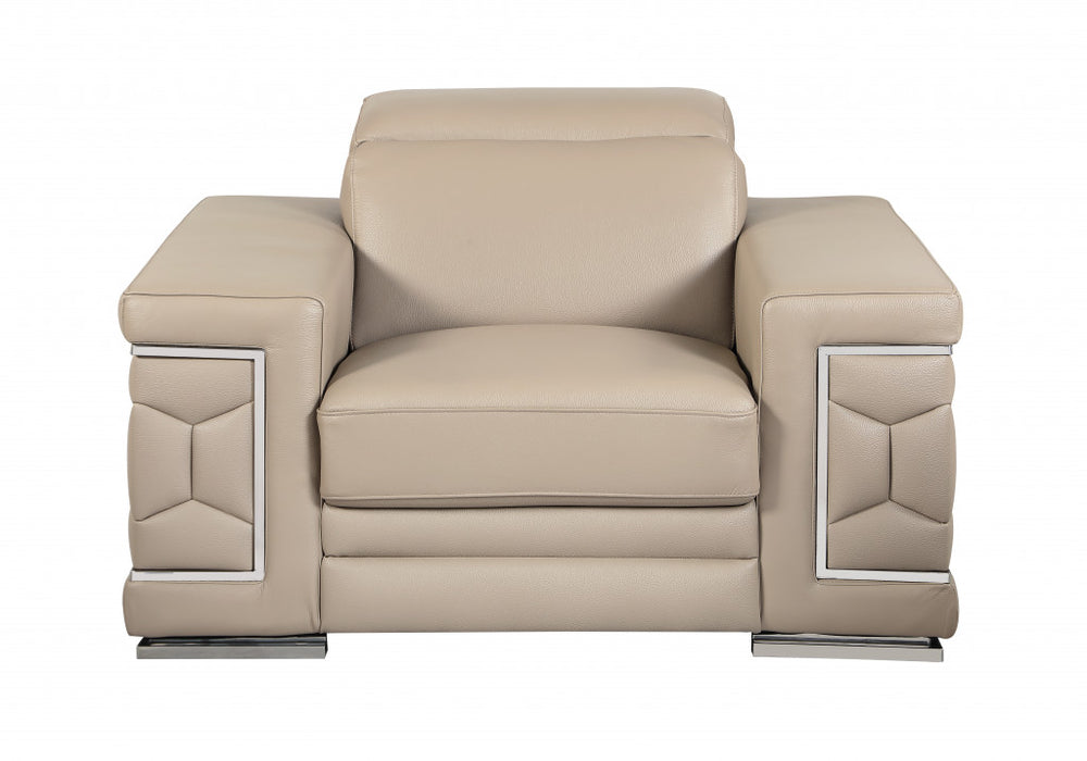 Homeroots Three Piece Indoor Beige Italian Leather Six Person Seating Set Beige  329717