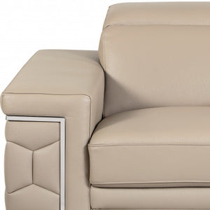 HomeRoots Three Piece Indoor Beige Italian Leather Seating Set for Six – Elegant Comfort & Style for Home 329717