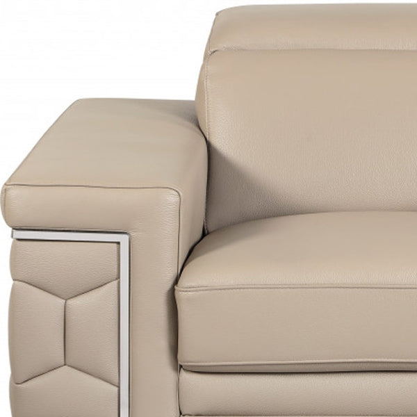HomeRoots Three Piece Indoor Beige Italian Leather Seating Set for Six – Elegant Comfort & Style for Home 329717