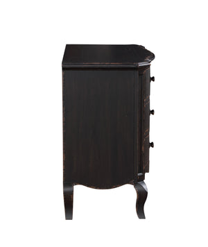 English Elm Antique Elegant 3-Drawer Nightstand with Dovetail Drawers, Felt-Lined Top, Full-Extension Glides Antique Black B062P215400