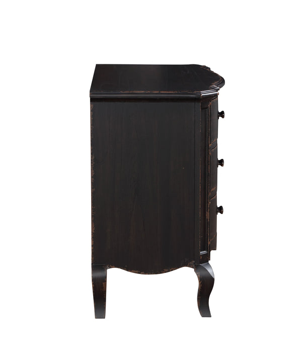 English Elm Antique Elegant 3-Drawer Nightstand with Dovetail Drawers, Felt-Lined Top, Full-Extension Glides Antique Black B062P215400