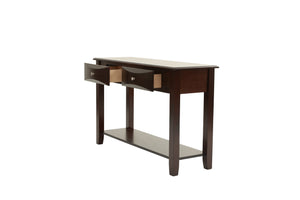 English Elm Classic Modern wooden coffee table with Ogumi veneer top, drawers & lower shelf for stylish storage Antique Black,Espresso 51 L x 21 W x 10 H B011P395607