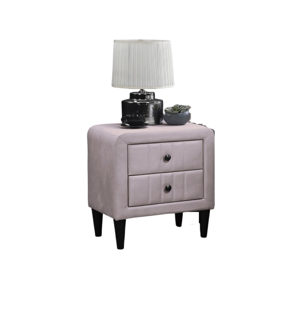 English Elm Light Pink Velvet Nightstand 2-Drawer Bedside Table 21x16x22in Sleek Tempered Legs, Stylish Storage B011P190169