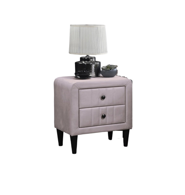 English Elm Light Pink Velvet Nightstand 2-Drawer Bedside Table 21x16x22in Sleek Tempered Legs, Stylish Storage B011P190169