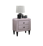 Light Pink Velvet Nightstand with 2 Drawers, Sleek Design, Tempered Legs