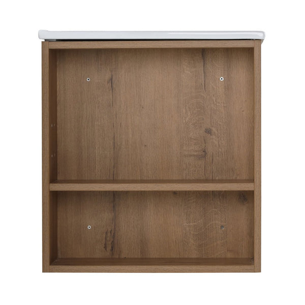 English Elm 30 Inch Wall Mounted Bathroom Vanity with Open Shelf Hardware Free Handle Design W99956039