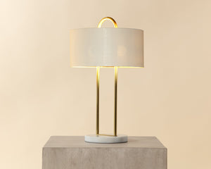 Sunpan KEZNA Table Lamp - Unique White Marble Base & Soft Matte Shade for Modern Elegance in Any Space 109264