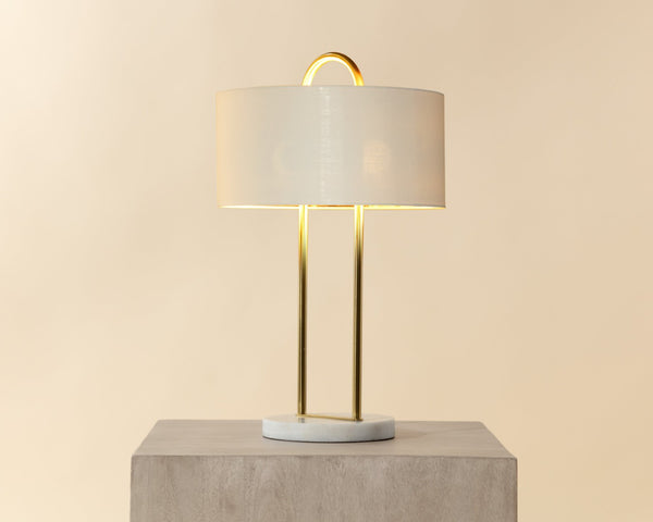 Sunpan KEZNA Table Lamp - Unique White Marble Base & Soft Matte Shade for Modern Elegance in Any Space 109264