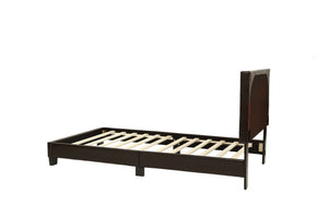 English Elm Modern Faux Leather Upholstered Bed Queen Size with Adjustable Headboard, Low-Profile Slat Support Frame, Sleek Contemporary Design Brown,Espresso 45 L x 31 W x 7 H B011P395417