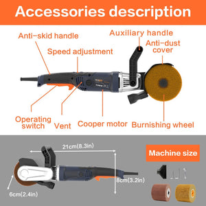 English Elm Burnishing Polishing Machine 1300w Variable Speed Metal Surface Grinder with 3 Wheels T3177P305059