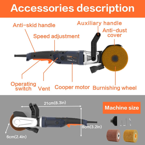 English Elm Burnishing Polishing Machine 1300w Variable Speed Metal Surface Grinder with 3 Wheels T3177P305059