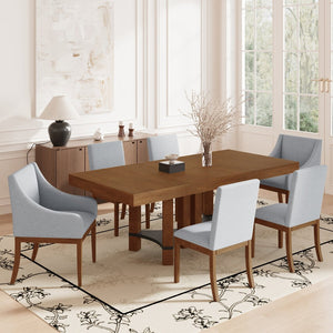 English Elm Topmax Rustic Acacia Extendable Dining Set Seats Eight with Upholstered Chairs SP000064AAD