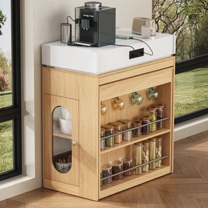 English Elm [video] Trexm Extendable Kitchen Island with Power Outlet Drawers and Rolling Base XW000028AAN