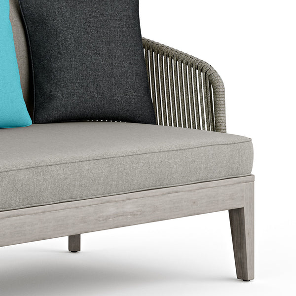 English Elm Carmel Outdoor Sofa Sand Drift - Handcrafted Acacia & Powder-Coated Aluminum, Rope Weave, Water-Resistant Cushions B136P159392