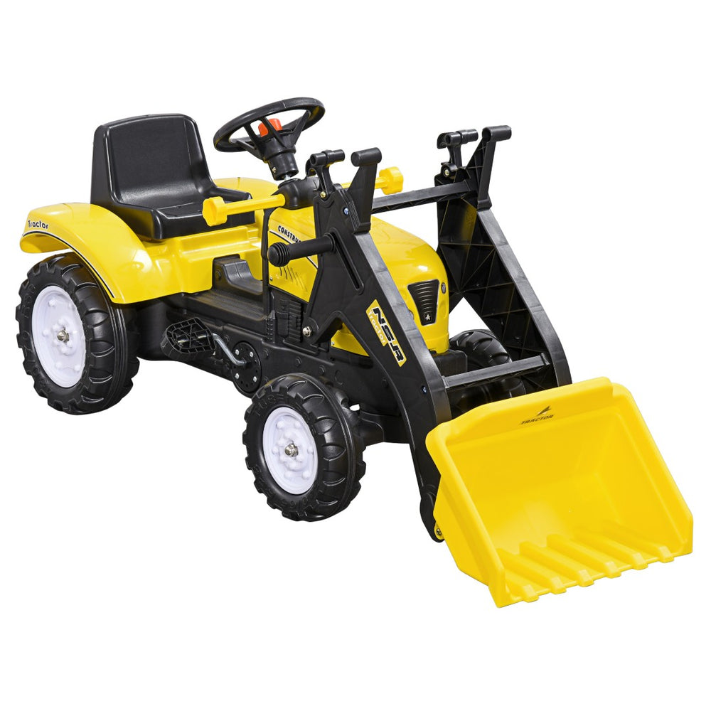 English Elm Aosom Kids Pedal Excavator Ride on Toy with Working Front Loader Digger for Toddlers W2225P217066