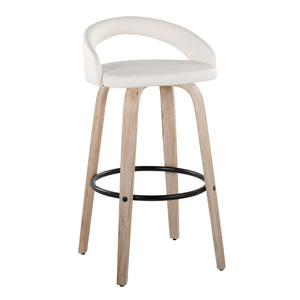 English Elm Fixed-height Swivel Barstools Whitewashed Bentwood Faux Leather Kitchen Island Set B202S01912