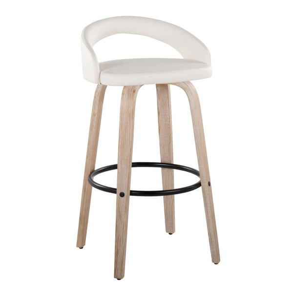 English Elm Fixed-height Swivel Barstools Whitewashed Bentwood Faux Leather Kitchen Island Set B202S01912