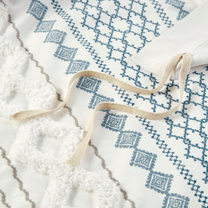 English Elm King/Cal Imani Cotton Chenille Duvet Cover Set - Geometric Tufted Print, OEKO-TEX, Button Closure B03596510