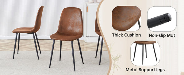 English Elm Table and Chair Set Retro Industrial 55 Inch Rectangular Black Textured Top Brown Seats W1151S04383