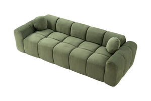 English Elm 98.4" Corduroy Cloud Puff Sofa Vacuum Packed 4-seater Living Room Couch with Pillows Green W5515P477307