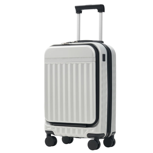 English Elm Front Access Hardside 3 Piece Travel Set with Usb Port Spinner Wheels and Tsa Lock Grey+White N732P326130D