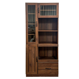English Elm Kitchen Farmhouse Pantry Cabinet Tall Freestanding Three Door Pull Out Organizer W331S00208