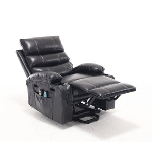 English Elm 21"seat Large Electric Power Lift Recliner Chair with 8-Point Vibration Massage, Lumbar Heat, Remote Control Black 29.52 L x 26.77 W x 20.47 H W2297P264017