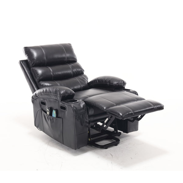English Elm 21"seat Large Electric Power Lift Recliner Chair with 8-Point Vibration Massage, Lumbar Heat, Remote Control Black 29.52 L x 26.77 W x 20.47 H W2297P264017