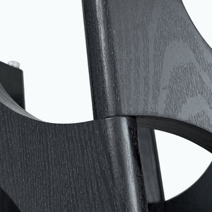 English Elm Round Tempered Glass Dining Table Sculptural Geometric Mdf Base Seats Four Compact Black W3875P387177