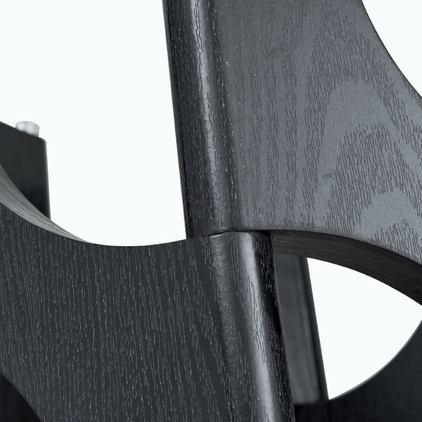 English Elm Round Tempered Glass Dining Table Sculptural Geometric Mdf Base Seats Four Compact Black W3875P387177