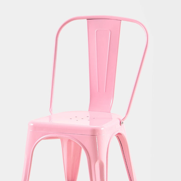 English Elm Set Of 2 High-Gloss Pink Industrial Metal Dining Chairs - Stackable, Lightweight, Easy-Clean Design B347P383383-GIGA