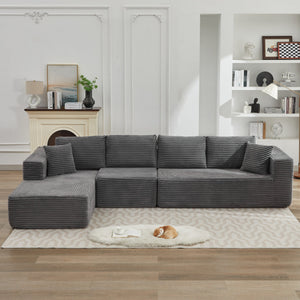English Elm 106" Cloud Sectional Couch - Left Facing Chaise, Deep Seat Modular Sofa In Gray, No Assembly Needed! W1143S00023