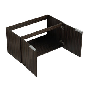 English Elm 36 Inch Silver-Brown Stripe Wall-Mounted Vanity with Resin Sink, Soft-Close Doors & Spacious Storage W999P204953