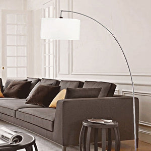 English Elm 86" Tall Metal Floor Arc Lamp "Allegro" - Modern White Shade & Brushed Silver Finish For Any Room B072116140