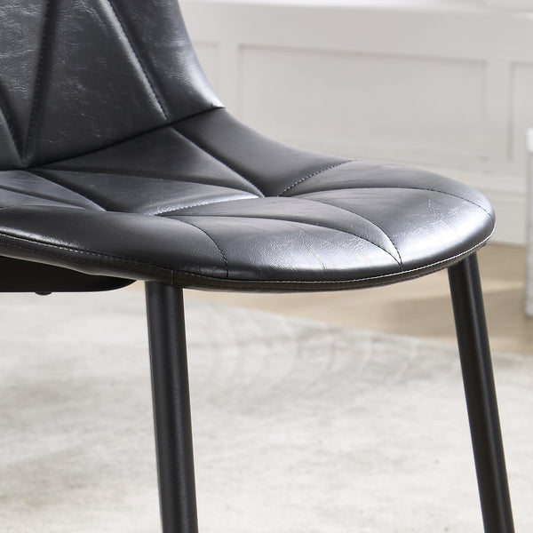 English Elm Dining Chairs Set Of 2 - Modern Upholstered Faux Leather With Metal Legs, Easy Clean & Stylish Design W3112P262799