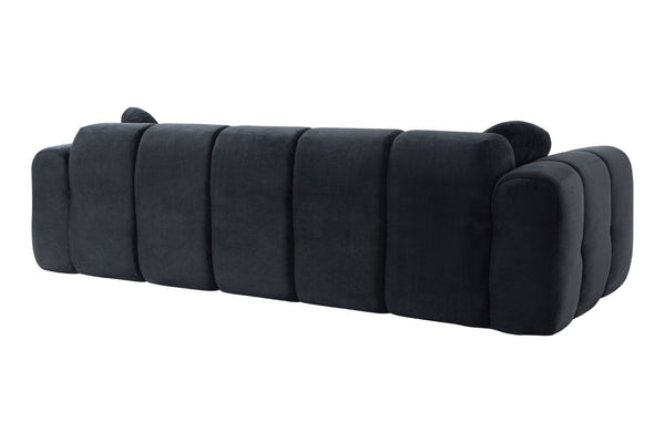 English Elm 98.4" Corduroy Cloud Puff Sofa Vacuum Packed 4-seater Living Room Couch with Pillows Black W5515P477282