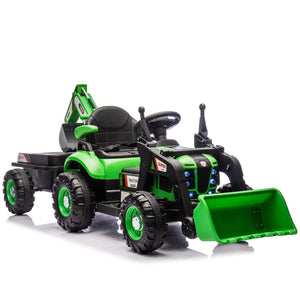 English Elm 24v Kids Electric Tractor with Swappable Construction Attachments and Parent Remote W1578P230013