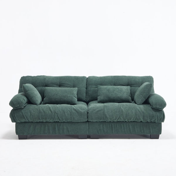 English Elm Cloud Modular Sectional Sofa Deep Seat Flannelette Upholstered Living Room Couch Green W2120S00019
