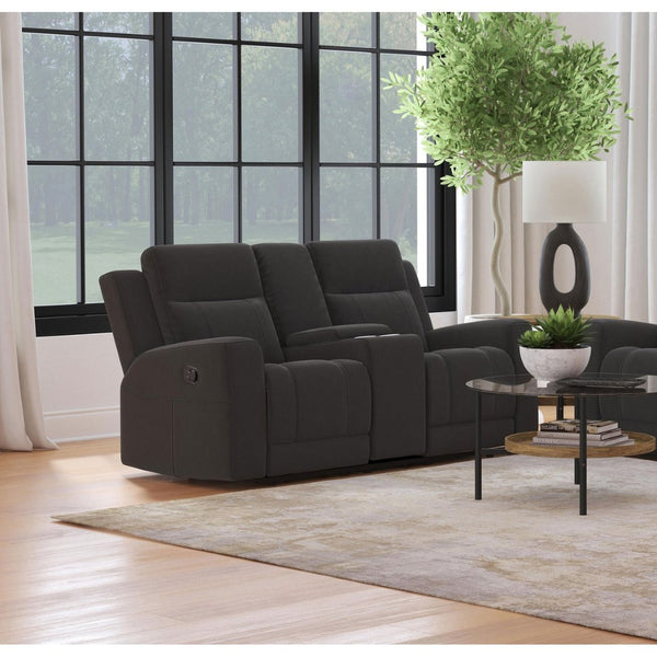 English Elm Slater Manual Reclining Loveseat with Center Console and Suede Leatherette Upholstery Charcoal B062P440400