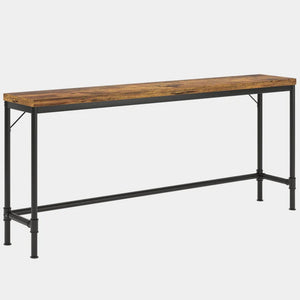 English Elm Coffee Console Table Industrial Metal Frame Vintage Wood Grain 2 Tier Entryway Sofa T3971P446410