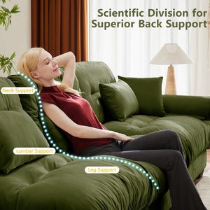 English Elm Over Size Modern Velvet Two-Seater Sofa With Ottoman, Chic Olive Green Design For Cozy Living Spaces W714S01105-GIGA