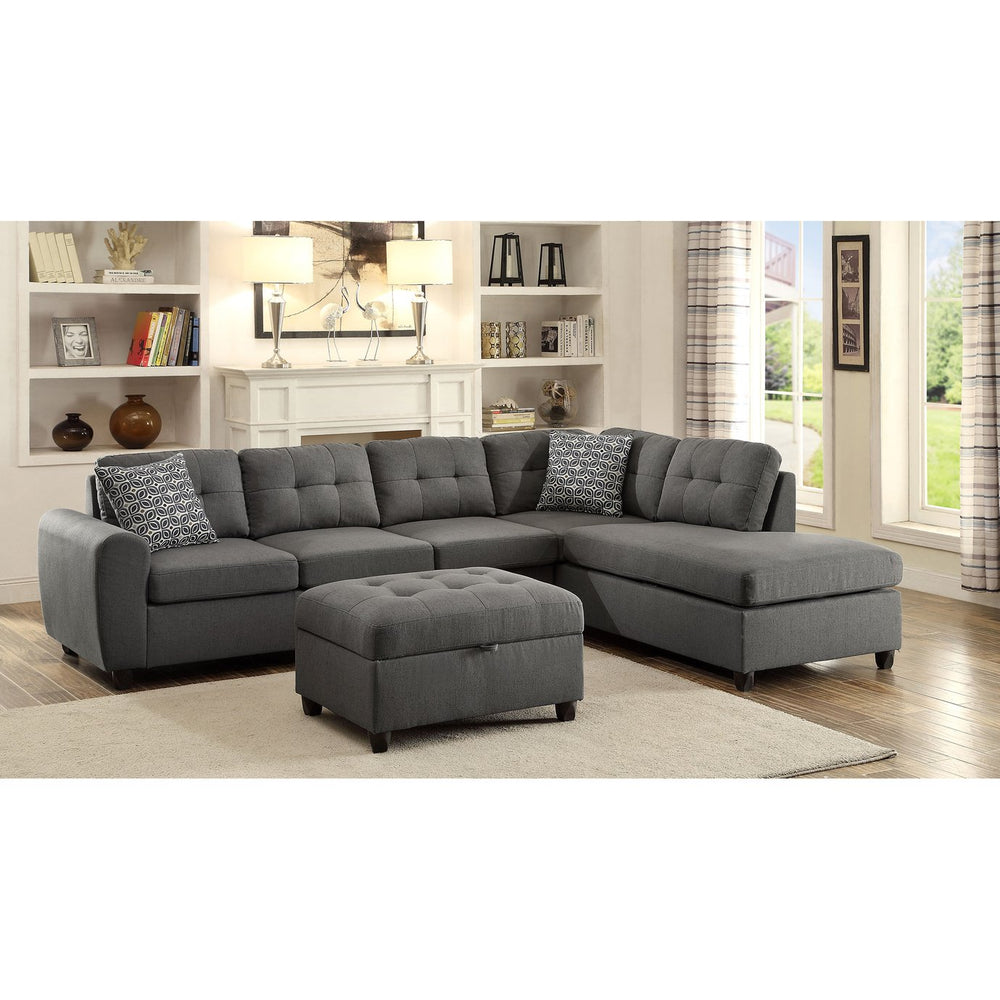 English Elm Balta Grey 2-Piece Sectional with Ottoman — Cozy Removable Cushions, Chaise Lounge, Accent Pillows, Upholstered Comfort B062S00853