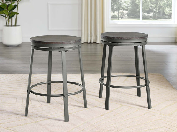 English Elm Wooden Round Counter Height Dining Set with Four Swivel Stools for Kitchen Nook B2748S00062