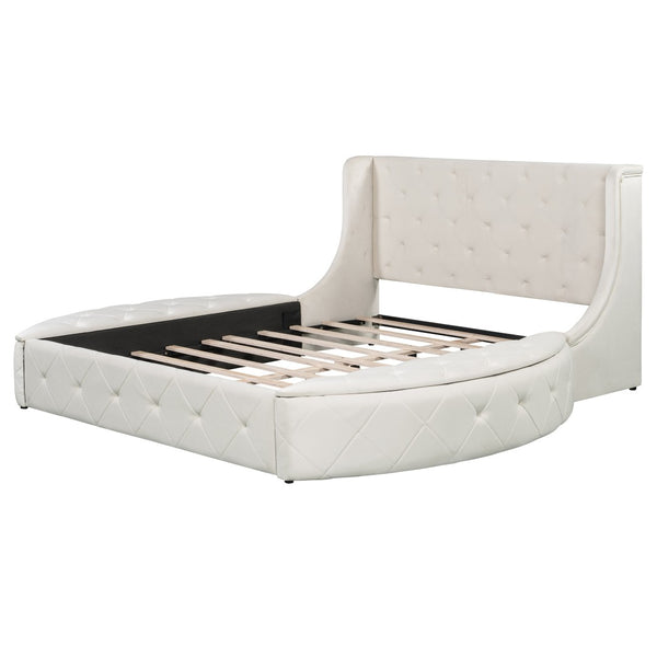 English Elm Upholstered Queen Platform Bed Velvet Wingback Storage Drawer with Side Stools LP100815AAA