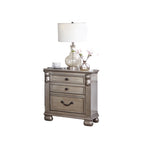 English Elm Classic Bedroom Formal Nightstand Antique Silver Finish 2-Drawers 1 Piece Bedside Table Plywood Furniture