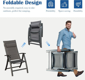 English Elm Patio Folding Chairs Set Of 2 - Lightweight, Ergonomic, Padded Textilene For Ultimate Outdoor Comfort W1859P321619-GIGA